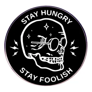 Καρφίτσα Σμάλτου Stay Hungry Stay Foolish Steve Jobs Quote Στρογγυλή από Κράμα για Ρούχα Σακίδιο Αξεσουάρ Κοσμήματα