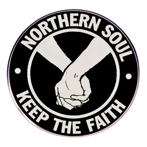 Northern Soul Keep The Faith Handshake Enamel Pin Round Metal Alloy Badge Brooch For Music Festival Rock Punk Style Jewelry