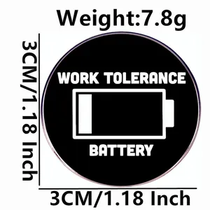 Spilla smaltata Work Tolerance Battery 3cm badge in metallo con design umoristico