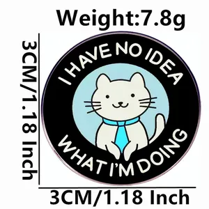 Lustiger Katzen-Emaille-Pin mit Text, 3 cm runder Metall-Anstecker für Rucksäcke