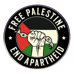 Broche Free Palestine End Apartheid Pin Badge Alliage Métal Rond Bijou Accessoire Homme Femme Unisexe Protestation Slogan