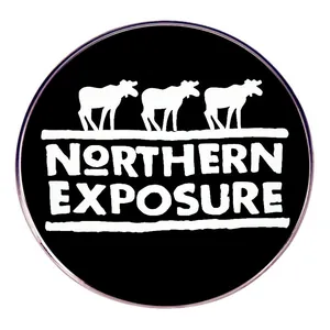 Northern Exposure Moose Brooch Pin Round Alloy Metal Badge For Men Women Outdoor Casual Jewelry Gift