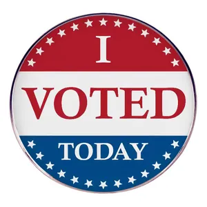 Broche en Alliage Ronde I Voted Today pour Hommes Femmes Patriotique Rouge Blanc Bleu Style Drapeau Américain Badge Bijoux