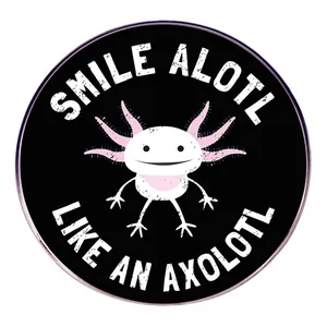 Smile Alotl Like An Axolotl Cartoon Animal Round Brooch Pin Alloy Badge For Backpack Clothing Decoration Gift Jewelry