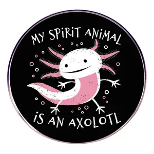 Épingle My Spirit Animal Is An Axolotl Badge en Alliage Animal de Dessin Animé Broche Ronde pour Décoration de Vêtements Sac à Dos Cadeau Bijoux Unisexe