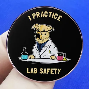 Laborsicherheit Emaille-Anstecker mit Cartoon-Hundewissenschaftler und Laborbecher-Design