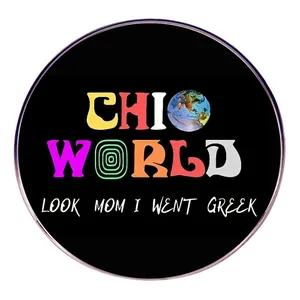 Chic World Enamel Pin Look Mom I Went Greek Round Metal Alloy Badge For Backpack Clothing Accessory Creative Jewelry Gift