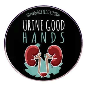 Round Nephrology Professional Brooch Pin Urine Good Hands Medical Cartoon Kidney Alloy Badge For Doctors Nurses Students