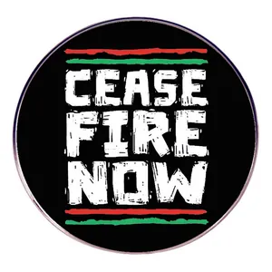 Cease Fire Now Round Alloy Brooch Pin For Peace Palestine Flag Colors Black Metal Badge Jewelry Accessories Daily Wear