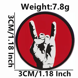 I Love Rock punkband metalen badge broche met handteken, 3cm diameter en 7,8g gewicht