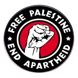 Broche Ronde Free Palestine End Apartheid Poing en Alliage de Métal Badge de Sensibilisation Sociale pour Hommes Femmes