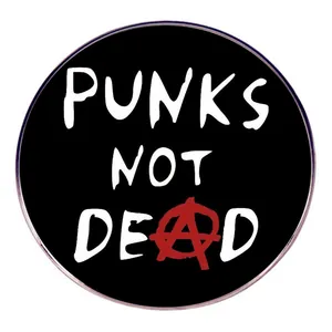 Punk's Not Dead Round Alloy Brooch Pin Vintage Rock Music Badge For Clothes Bag Accessories Gothic Anarchy Symbol Jewelry