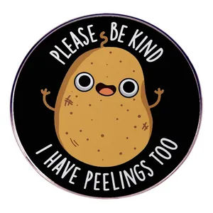 Funny Cartoon Potato Enamel Pin Brooch Please Be Kind I Have Peelings Too Pun Badge Round Alloy Jewelry For Backpack Clothing
