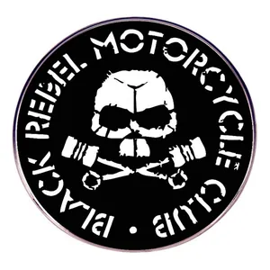 Black Rebel Motorcycle Club Skull Cross Pistons Rock Band Metal Alloy Brooch For Biker Jacket Backpack Accessory Men Women
