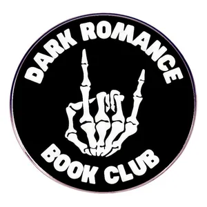 Dark Romance Book Club Enamel Pin Skeleton Hand Gesture Alloy Brooch Gothic Punk Badge For Clothing Backpack Accessories Gift