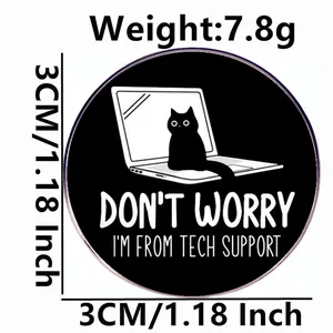 Spilla smaltata gatto nero supporto tecnico divertente pin metallica per laptop