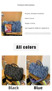 Borsa da viaggio in tela trapuntata dimensioni 48x24x28cm con cuciture robuste