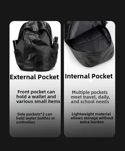 Macro detail of the spacious main compartment and side pocket for water bottles