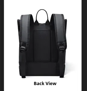 Back view of waterproof business backpack featuring honeycomb mesh breathable padding