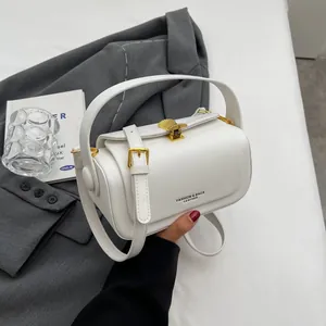 2024 New Fashion Women PU Leather Small Square Bag With Shell Lock Buckle Casual Crossbody Shoulder Bag For Daily Use