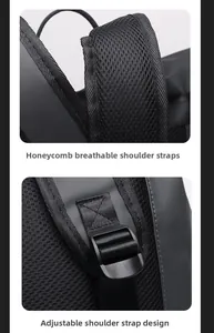 Detail of honeycomb breathable straps and adjustable strap design for backpacks