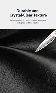 Close-up of waterproof black PU leather texture with high tear resistance for men backpack