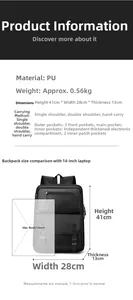 Detailed size specifications and interior layout of this 14 inch laptop backpack