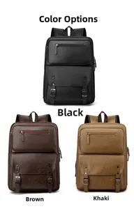 Business backpack color options showing black brown and khaki leather models