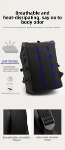 Detailweergave van ademend mesh rugpaneel en ergonomische gewatteerde S-vormige banden
