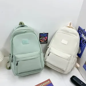 Minimalist lightweight backpack in light green and cream white for students