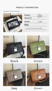 Size comparison and specifications of minimalist PU leather crossbody square bags