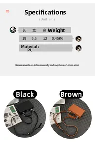 Size details of the PU leather hard shell box bag showing 19cm length and dual color options