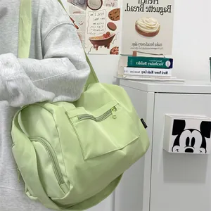 Light green large capacity travel duffel bag with shoulder strap for sports and yoga