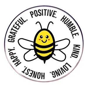 Épingle en Émail Abeille de Dessin Animé Citations Positives Broche Ronde en Alliage Badge Inspirant Pour Vêtements Sac à Dos