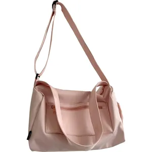 Pale pink large capacity yoga gym bag with adjustable shoulder strap and dual handles