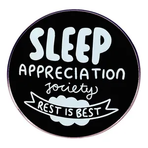 Sleep Appreciation Society Emaille Pin Rest Is Best Legierung Abzeichen Humorvolle Brosche Für Damen Herren Jacke Hut Deko