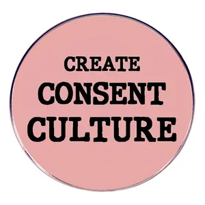 Create Consent Culture Round Pink Enamel Pin Alloy Brooch Slogan Badge Jewelry For Women Men Jacket Backpack Decoration