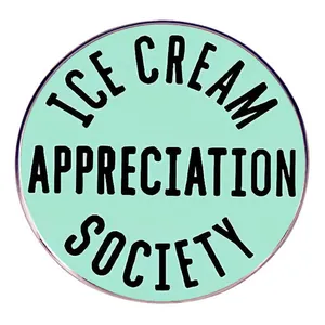 Funny Ice Cream Appreciation Society Enamel Pin Round Mint Green Alloy Brooch Badge For Clothes Bags Humorous Gift