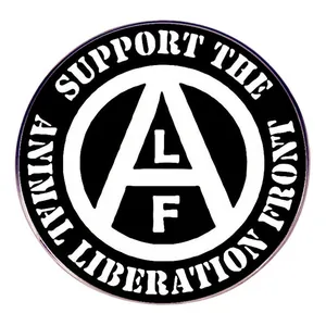 Support Animal Liberation Front Round Alloy Brooch Black White Lettering Enamel Pin Badge For Clothes Bags Accessories