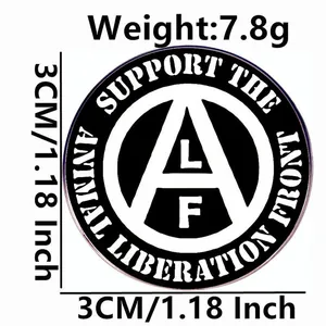 Support Animal Liberation Front metal pin badge with ALF logo, 3cm diameter design