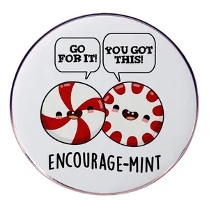 Inspirational Cartoon Peppermint Alloy Brooch Pin For Women Men Go For It You Got This Encouragemint Round Metal Badge Jewelry