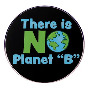 Broche Redondo de Aleación Esmaltado Con Eslogan Ecológico There Is No Planet B Patrón de Tierra Insignia Para Ropa Bolsos