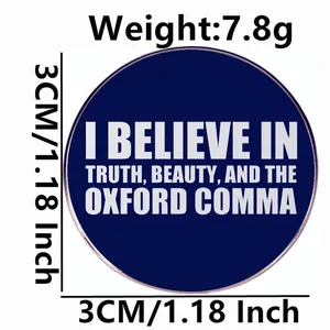 3cm Truth and Beauty enamel pin badge with blue background and white typography