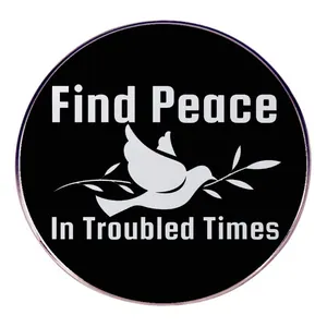Find Peace In Troubled Times Round Alloy Brooch Pin Peace Dove Olive Branch Badge For Men Women Lapel Jewelry Gift