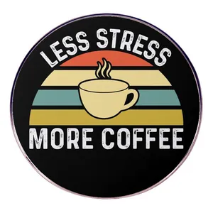 Épingle en Émail Rétro Tasse à Café Slogan Less Stress More Coffee Broche en Alliage Badge Pour Vêtements Sacs Accessoires