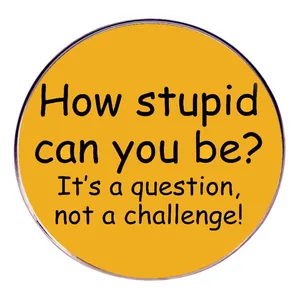 Round Alloy Enamel Pin Brooch Humorous Quote How Stupid Sarcastic Badge For Backpack Jacket Hat Decoration Jewelry Gift