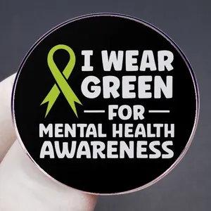Spilla per la salute mentale con nastro verde e scritta I Wear Green For Mental Health