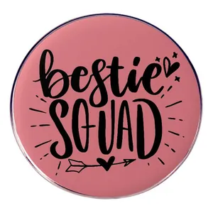 Damen Rosa Bestie Squad Emaille Pin Legierung Rundes Abzeichen Freundschaft Brosche Schmuck Geschenk Für Beste Freunde Dekor