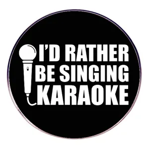 Αστείο Καρφίτσα Σμάλτου I'd Rather Be Singing Karaoke Στρογγυλό Κράμα Καρφίτσα Σήμα Με Γραφικό Μικροφώνου Για Λάτρεις Της Μουσικής Διακόσμηση Ρούχων