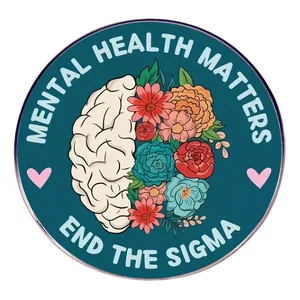 Mental Health Matters Enamel Pin End The Stigma Brain Floral Brooch Awareness Alloy Badge Jewelry Gift For Women Men